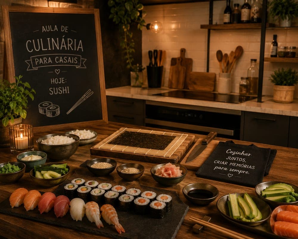 Aula de culinária pra casal (sushi, italiana, etc.)
