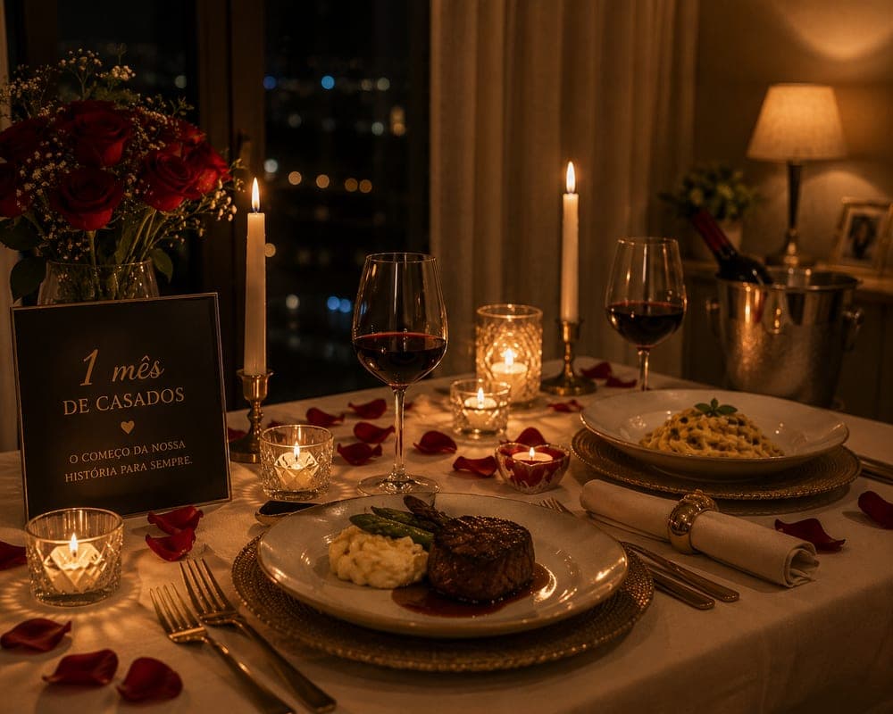 Jantar romântico pra comemorarmos 1 mês de casamento